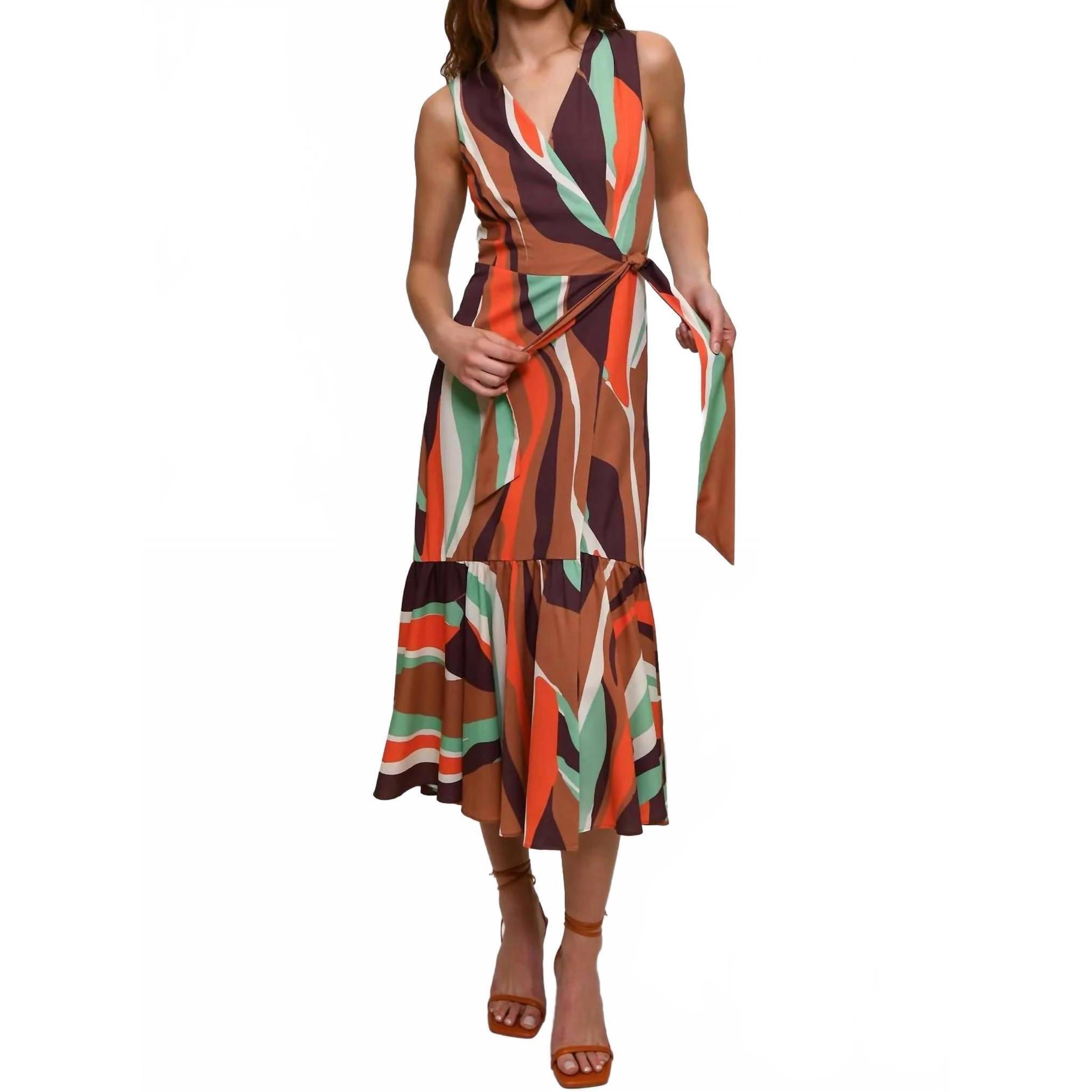New Hutch Drea Midi Dress In Neutral Swirl
